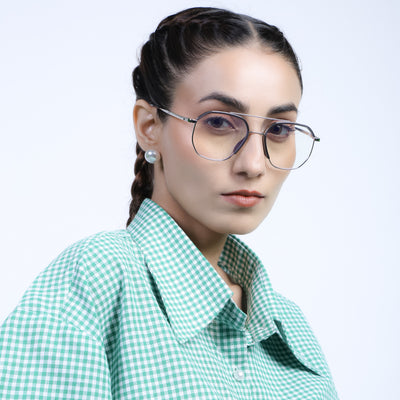 Eyejack Aura Grey & Silver Wayfarer Eyeglasses for Men & Women (19001FCL1947-C2)