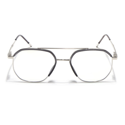 Eyejack Aura Grey & Silver Wayfarer Eyeglasses for Men & Women (19001FCL1947-C2)