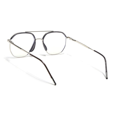 Eyejack Aura Grey & Silver Wayfarer Eyeglasses for Men & Women (19001FCL1947-C2)