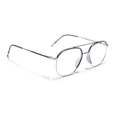 Eyejack Aura Light Grey & Silver Wayfarer Eyeglasses for Men & Women (19001FCL1948-C3)
