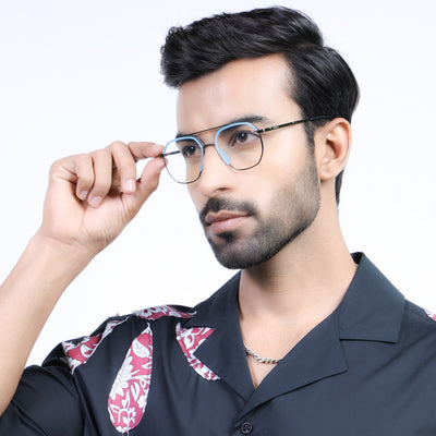 Eyejack Aura Sky Blue & Grey Wayfarer Eyeglasses for Men & Women (19001FCL1949-C4)