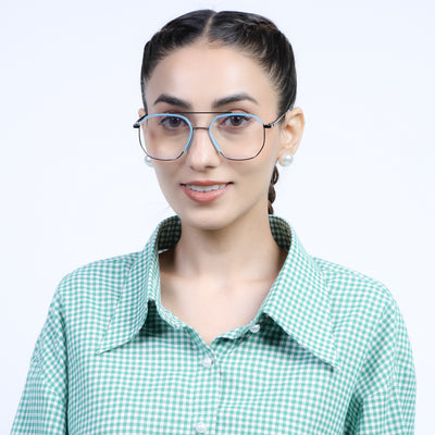 Eyejack Aura Sky Blue & Grey Wayfarer Eyeglasses for Men & Women (19001FCL1949-C4)