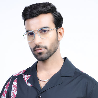 Eyejack Aura Sea Green & Silver Wayfarer Eyeglasses for Men & Women (19001FCL1950-C5)