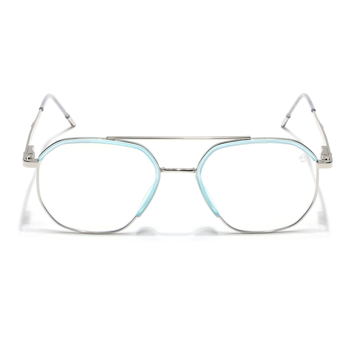 Eyejack Aura Sea Green & Silver Wayfarer Eyeglasses for Men & Women (19001FCL1950-C5)
