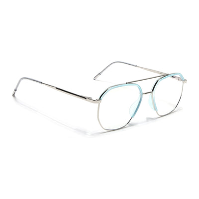 Eyejack Aura Sea Green & Silver Wayfarer Eyeglasses for Men & Women (19001FCL1950-C5)