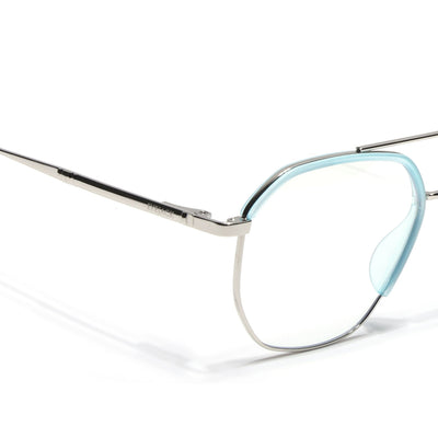 Eyejack Aura Sea Green & Silver Wayfarer Eyeglasses for Men & Women (19001FCL1950-C5)