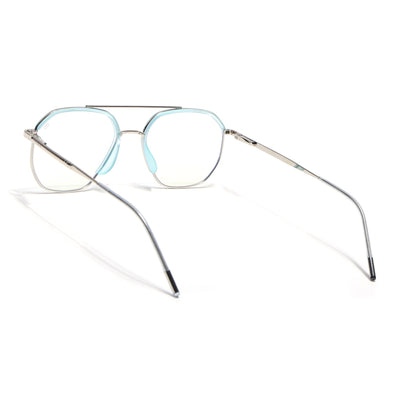 Eyejack Aura Sea Green & Silver Wayfarer Eyeglasses for Men & Women (19001FCL1950-C5)