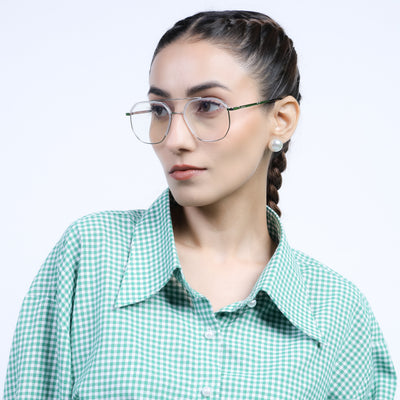 Eyejack Aura Silver & Transparent Wayfarer Eyeglasses for Men & Women (19001FCL1951-C6)