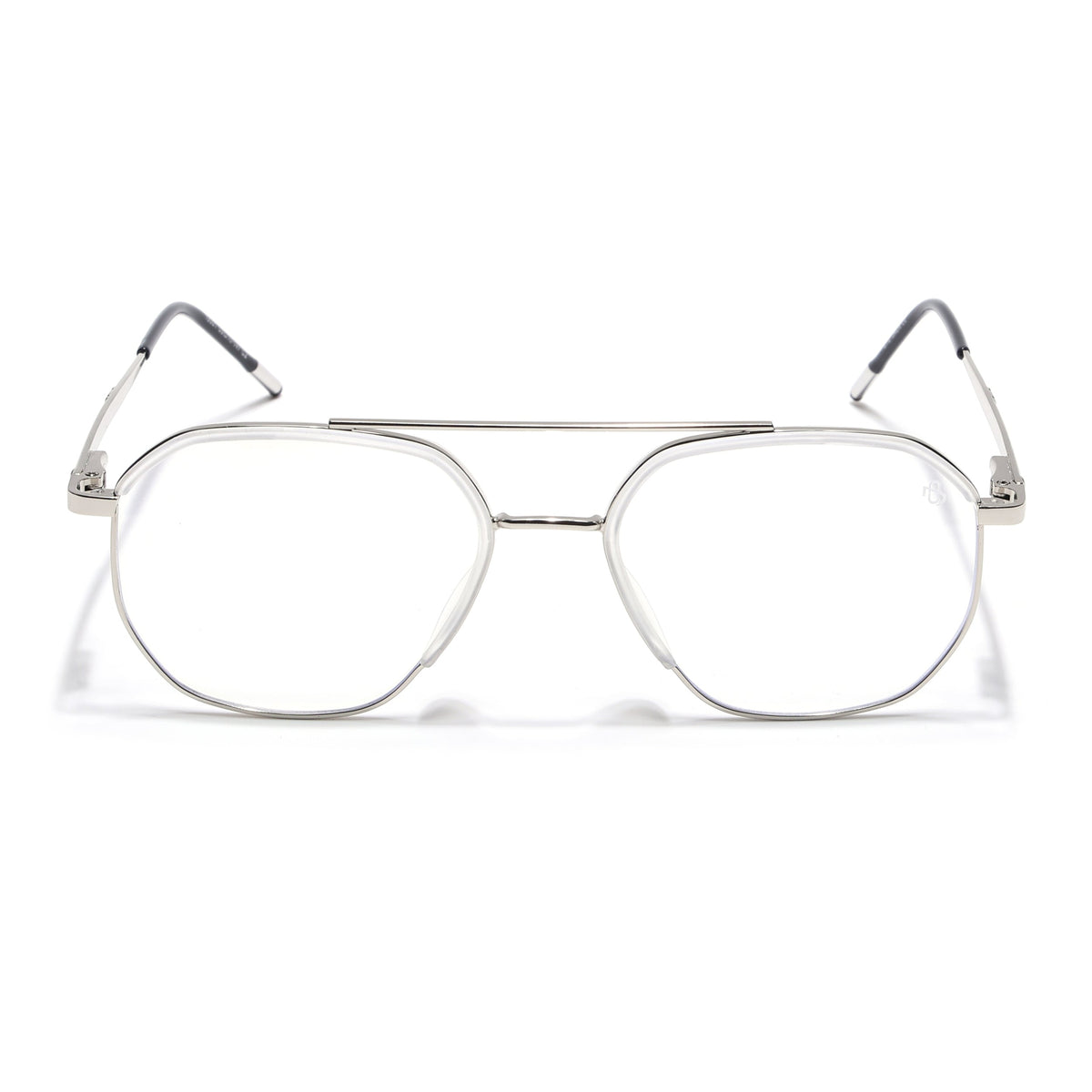 Eyejack Aura Silver & Transparent Wayfarer Eyeglasses for Men & Women (19001FCL1951-C6)