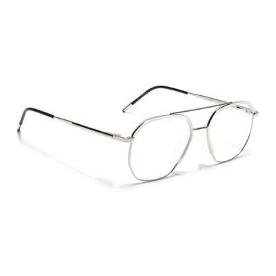 Eyejack Aura Silver & Transparent Wayfarer Eyeglasses for Men & Women (19001FCL1951-C6)
