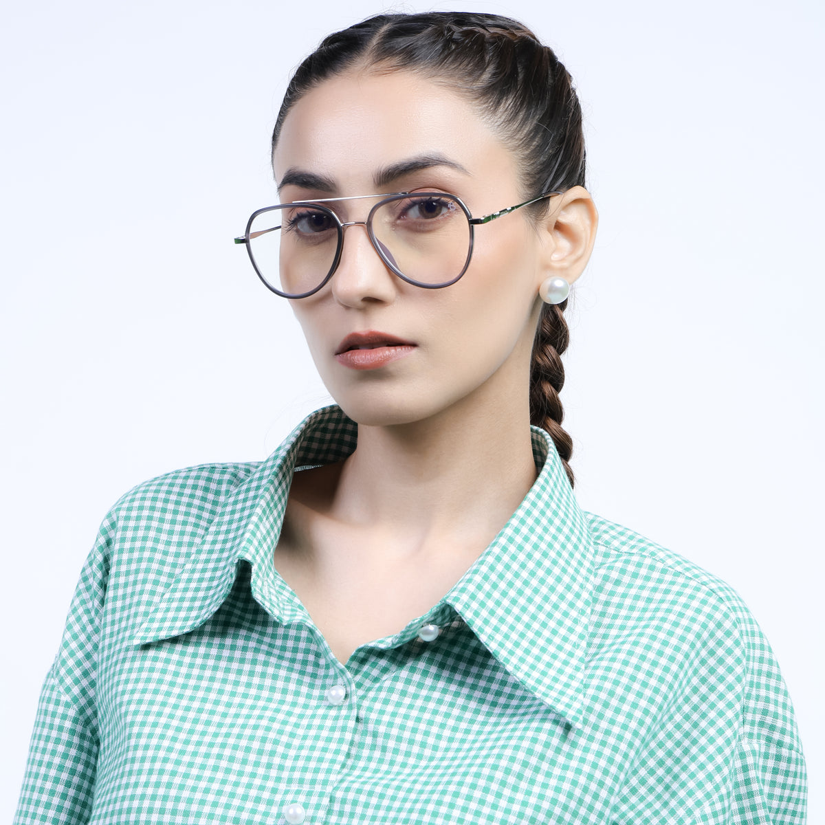 Eyejack Aura Grey & Silver Wayfarer Eyeglasses for Men & Women (19002FCL1953-C2)