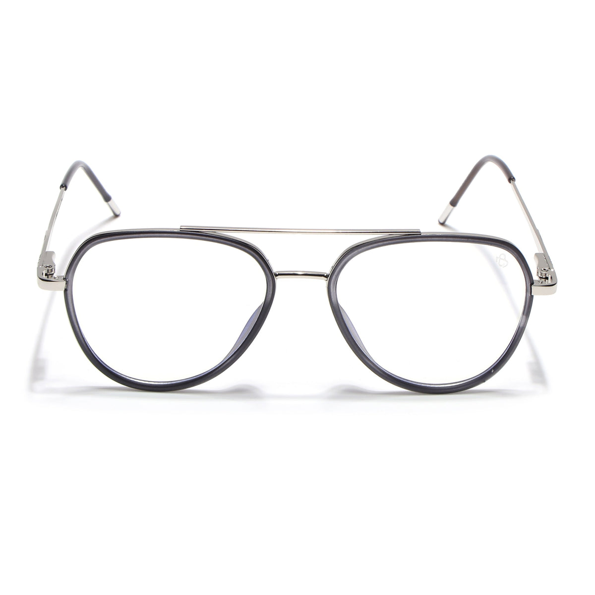 Eyejack Aura Grey & Silver Wayfarer Eyeglasses for Men & Women (19002FCL1953-C2)