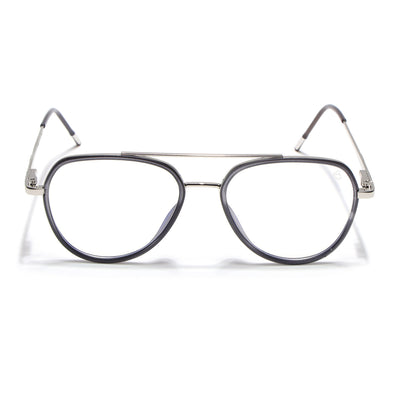 Eyejack Aura Grey & Silver Wayfarer Eyeglasses for Men & Women (19002FCL1953-C2)