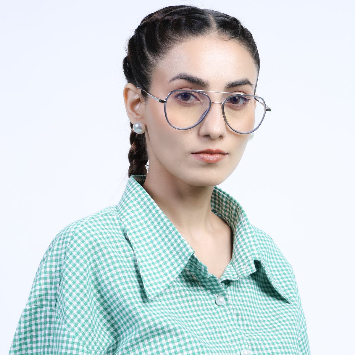 Eyejack Aura Light Grey & Silver Wayfarer Eyeglasses for Men & Women (19002FCL1954-C3)