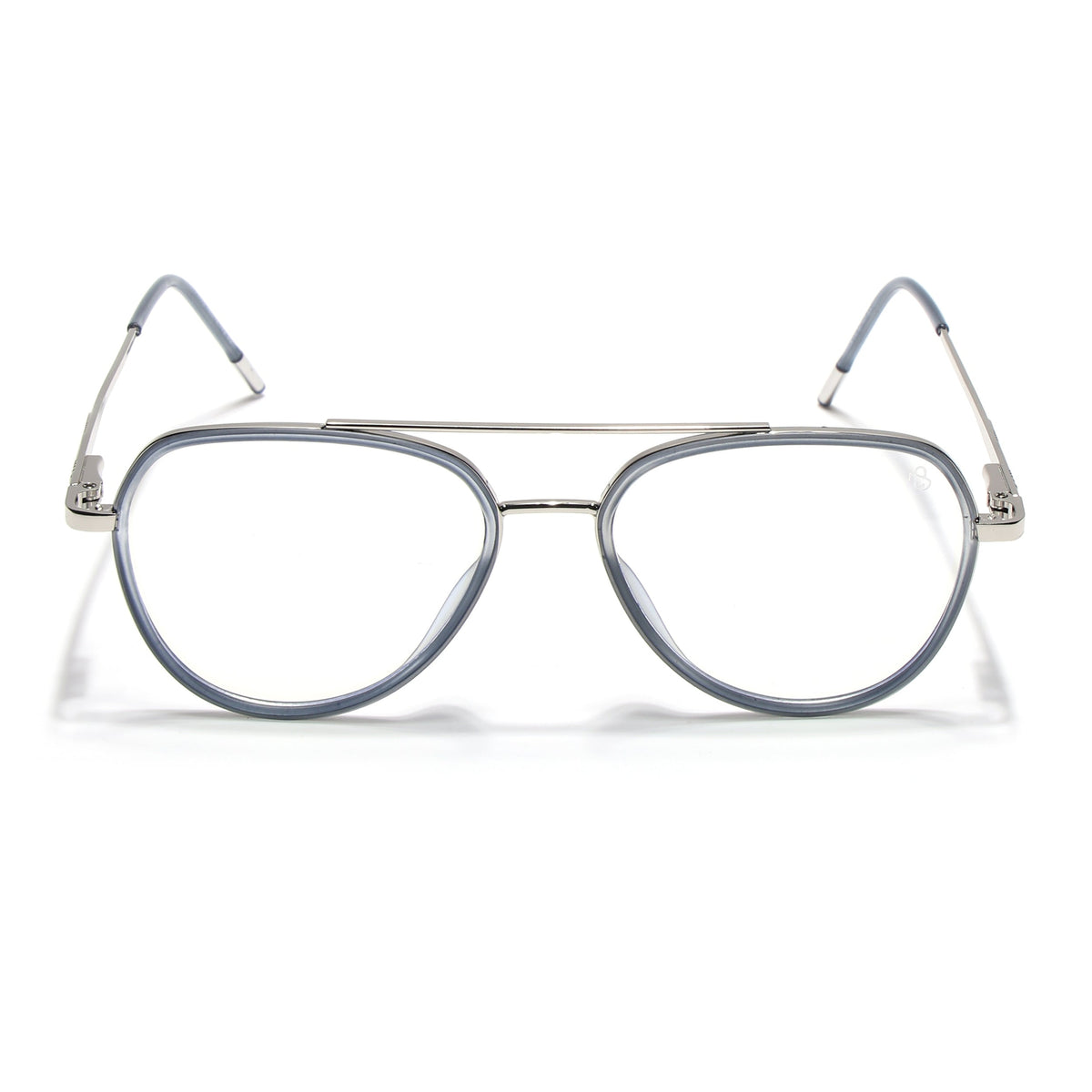 Eyejack Aura Light Grey & Silver Wayfarer Eyeglasses for Men & Women (19002FCL1954-C3)