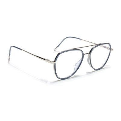 Eyejack Aura Light Grey & Silver Wayfarer Eyeglasses for Men & Women (19002FCL1954-C3)