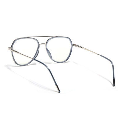 Eyejack Aura Light Grey & Silver Wayfarer Eyeglasses for Men & Women (19002FCL1954-C3)