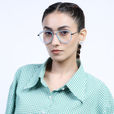 Eyejack Aura Sky Blue & Grey Wayfarer Eyeglasses for Men & Women (19002FCL1955-C4)