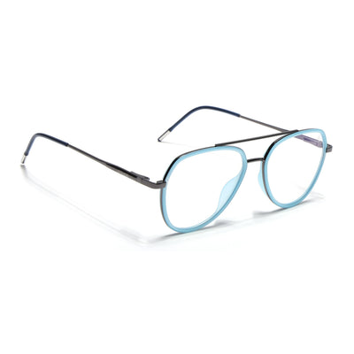 Eyejack Aura Sky Blue & Grey Wayfarer Eyeglasses for Men & Women (19002FCL1955-C4)