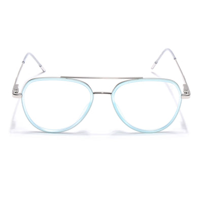 Eyejack Aura Sea Green & Silver Wayfarer Eyeglasses for Men & Women (19002FCL1956-C5)