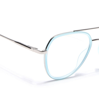 Eyejack Aura Sea Green & Silver Wayfarer Eyeglasses for Men & Women (19002FCL1956-C5)
