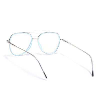 Eyejack Aura Sea Green & Silver Wayfarer Eyeglasses for Men & Women (19002FCL1956-C5)