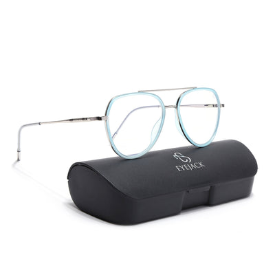 Eyejack Aura Sea Green & Silver Wayfarer Eyeglasses for Men & Women (19002FCL1956-C5)