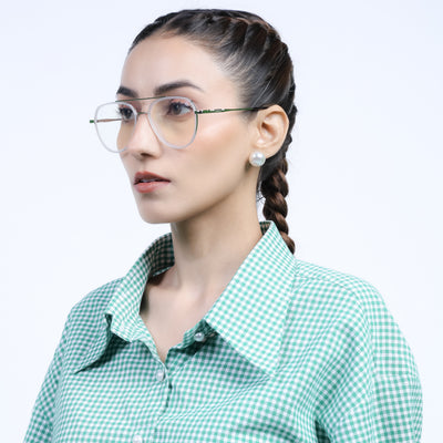 Eyejack Aura Silver & Transparent Wayfarer Eyeglasses for Men & Women (19002FCL1957-C6)