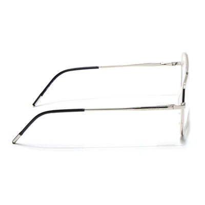 Eyejack Aura Silver & Transparent Wayfarer Eyeglasses for Men & Women (19002FCL1957-C6)