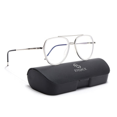 Eyejack Aura Silver & Transparent Wayfarer Eyeglasses for Men & Women (19002FCL1957-C6)