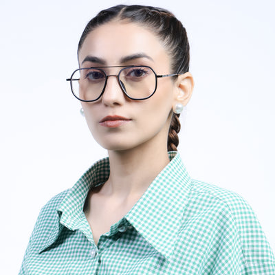 Eyejack Aura Grey & Black Wayfarer Eyeglasses for Men & Women (19003FCL1958-C1)