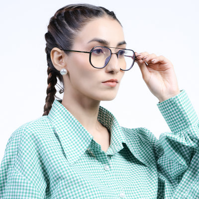 Eyejack Aura Grey & Black Wayfarer Eyeglasses for Men & Women (19003FCL1958-C1)