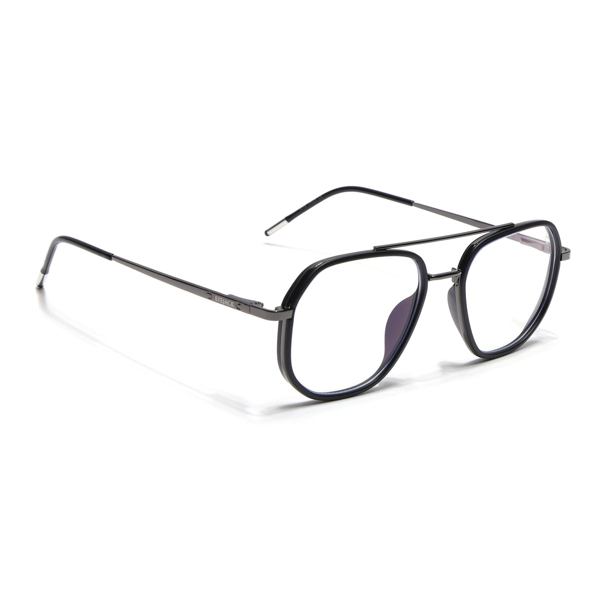 Eyejack Aura Grey & Black Wayfarer Eyeglasses for Men & Women (19003FCL1958-C1)