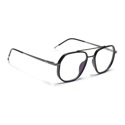 Eyejack Aura Grey & Black Wayfarer Eyeglasses for Men & Women (19003FCL1958-C1)