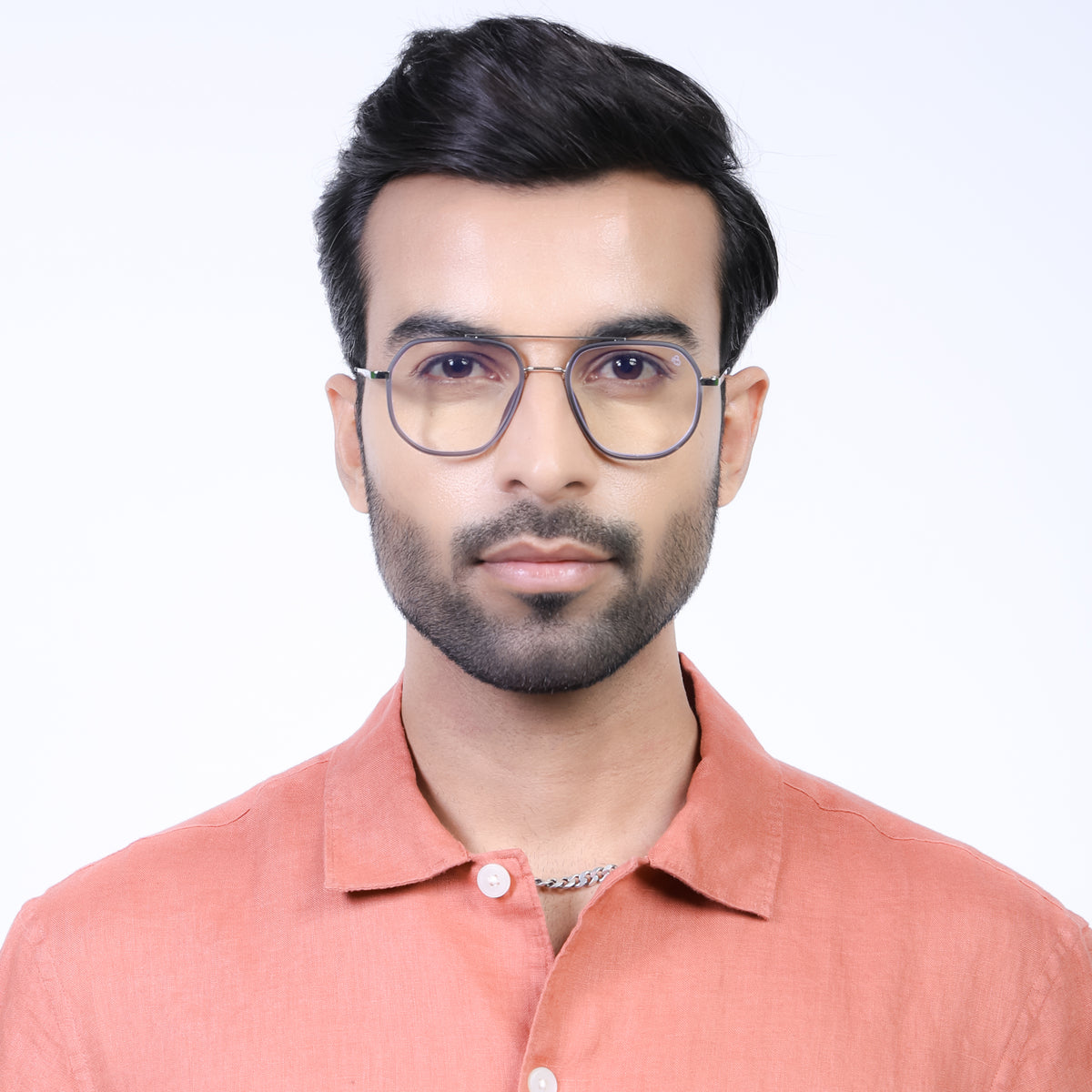 Eyejack Aura Grey & Silver Wayfarer Eyeglasses for Men & Women (19003FCL1959-C2)