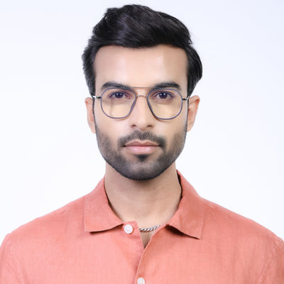 Eyejack Aura Grey & Silver Wayfarer Eyeglasses for Men & Women (19003FCL1959-C2)