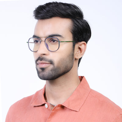 Eyejack Aura Grey & Silver Wayfarer Eyeglasses for Men & Women (19003FCL1959-C2)