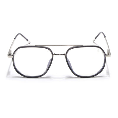 Eyejack Aura Grey & Silver Wayfarer Eyeglasses for Men & Women (19003FCL1959-C2)