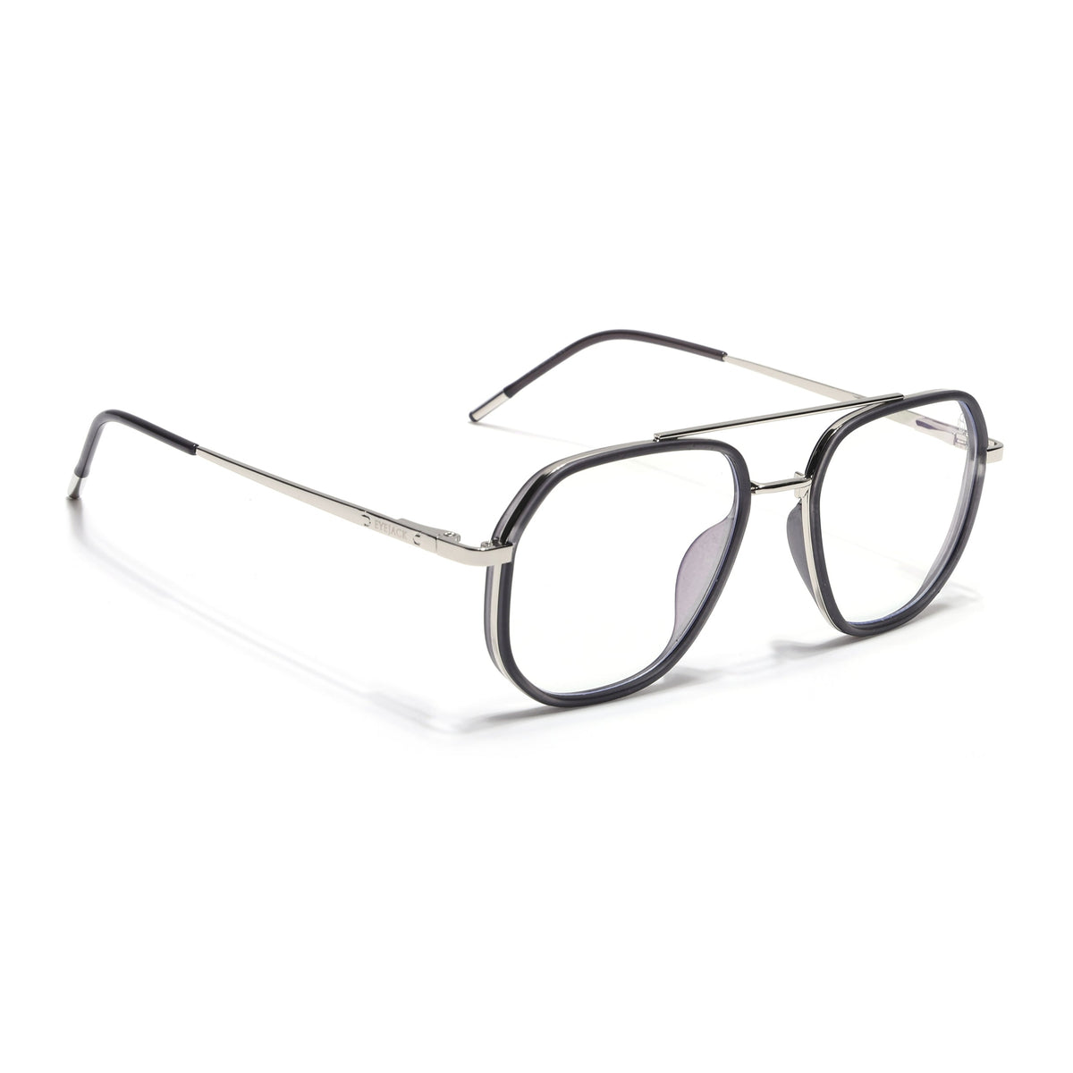 Eyejack Aura Grey & Silver Wayfarer Eyeglasses for Men & Women (19003FCL1959-C2)