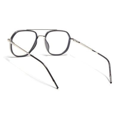 Eyejack Aura Grey & Silver Wayfarer Eyeglasses for Men & Women (19003FCL1959-C2)