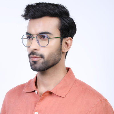 Eyejack Aura Light Grey & Silver Wayfarer Eyeglasses for Men & Women (19003FCL1960-C3)