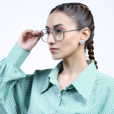 Eyejack Aura Light Grey & Silver Wayfarer Eyeglasses for Men & Women (19003FCL1960-C3)