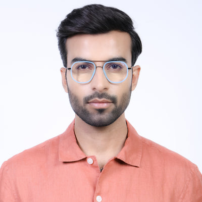 Eyejack Aura Sky Blue & Grey Wayfarer Eyeglasses for Men & Women (19003FCL1961-C4)