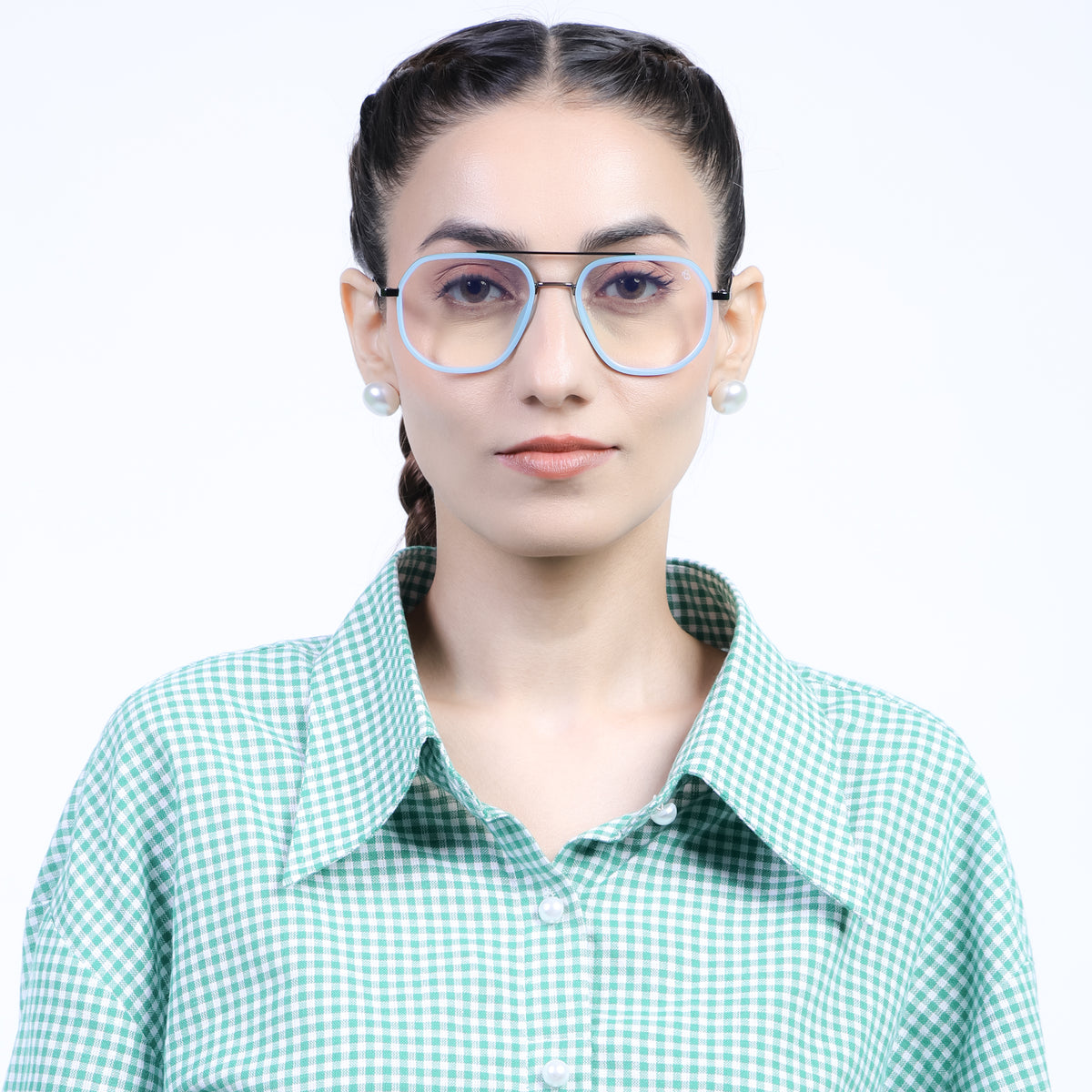 Eyejack Aura Sky Blue & Grey Wayfarer Eyeglasses for Men & Women (19003FCL1961-C4)