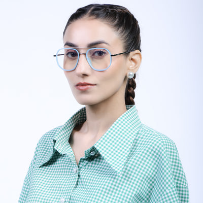 Eyejack Aura Sky Blue & Grey Wayfarer Eyeglasses for Men & Women (19003FCL1961-C4)