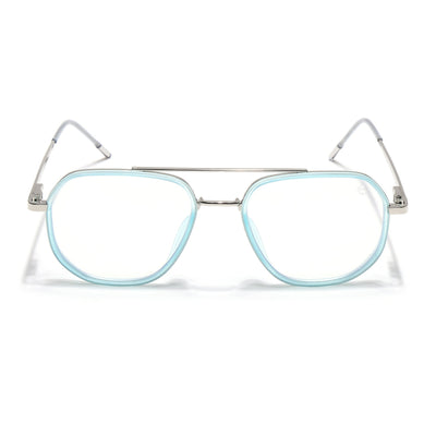 Eyejack Aura Sea Green & Silver Wayfarer Eyeglasses for Men & Women (19003FCL1962-C5)