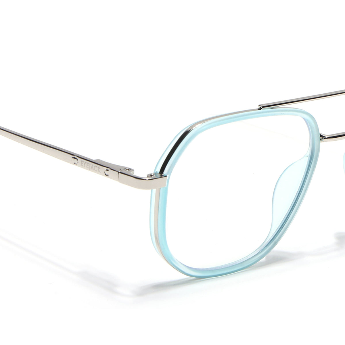 Eyejack Aura Sea Green & Silver Wayfarer Eyeglasses for Men & Women (19003FCL1962-C5)