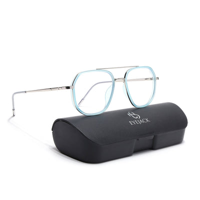 Eyejack Aura Sea Green & Silver Wayfarer Eyeglasses for Men & Women (19003FCL1962-C5)