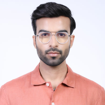 Eyejack Aura Silver & Transparent Wayfarer Eyeglasses for Men & Women (19003FCL1963-C6)