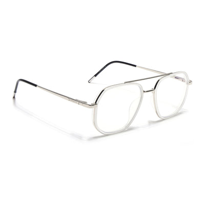 Eyejack Aura Silver & Transparent Wayfarer Eyeglasses for Men & Women (19003FCL1963-C6)